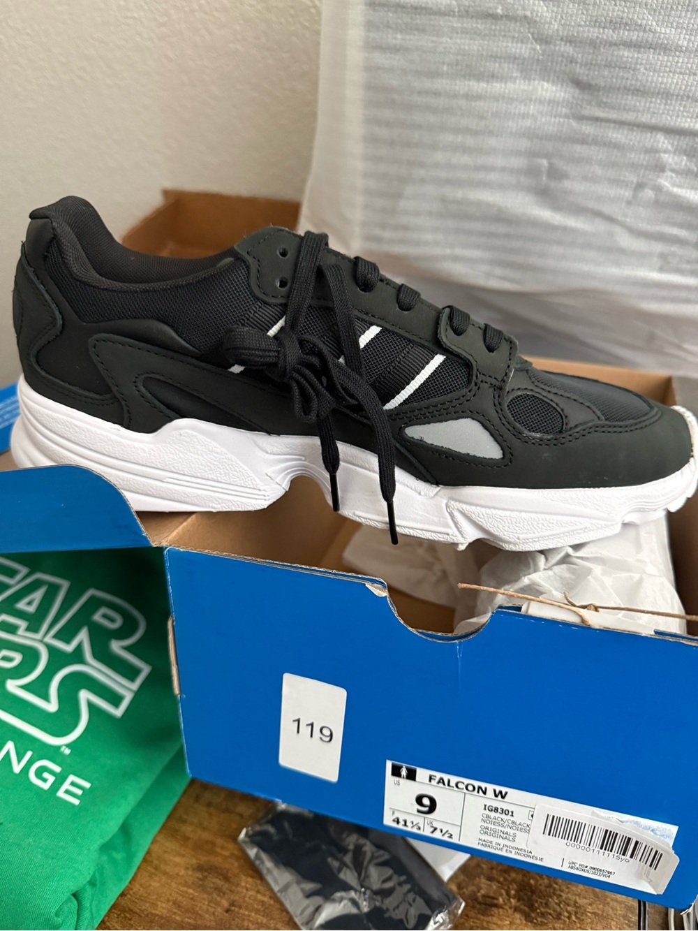 adidas Originals Falcon W Black with White Sole